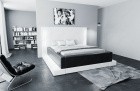 Kunstleder Wasserbett Casoria - Komplett-Set in weiß-schwarz