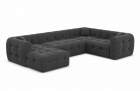 Design Stoffsofa Wohnlandschaft Sevilla U Form mit Strukturstoff Bezug - Anthrazit