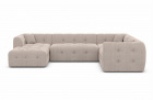 Design Stoffsofa Wohnlandschaft Sevilla U Form mit Strukturstoff Bezug - Beige