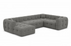 Design Stoffsofa Wohnlandschaft Sevilla U Form mit Strukturstoff Bezug - Dunkelgrau