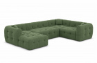 Design Stoffsofa Wohnlandschaft Sevilla U Form mit Strukturstoff Bezug - Grün