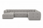 Design Stoffsofa Wohnlandschaft Sevilla U Form mit Strukturstoff Bezug - Hellgrau