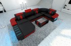 Sofa Wohnlandschaft Bellagio U Form schwarz-rot