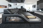 Sofa Wohnlandschaft Leder Palermo U Form schwarz-grau