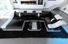 Sofa Wohnlandschaft Leder Turino U Form schwarz-weiss