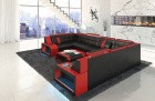 Modernes Sofa Pesaro mit LED Beleuchtung schwarz-rot