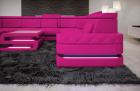 U Form Mini Ledersofa Positano in Pink-Schwarz *nur in Kunstleder erhältlich