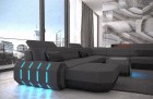 Polsterstoff Sofa Roma XXL mit LED-Beleuchtung in dunkelgrau - Mineva8