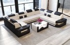 Design Sofa Wohnlandschaft Como U Form in elfenbein - Mineva1 Mikrofaser Stoff