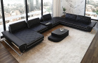Luxus Leder Wohnlandschaft Bari XXL in schwarz-weiß