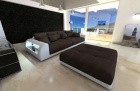 Sofa Miami mit Hocker und LED-Beleuchtung in mokka - Mineva18 - (Hocker und LED Beleuchtung optional erhältlich)