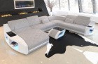 Stoff Couch Swing XXL mit LED Beleuchtung in Hugo 2 - macchiato