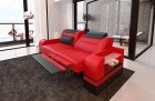 Leder Zweisitzer Couch Parma in rot-schwarz - Die LED Beleuchtung, USB Anschluss und Relaxfunktion sind optional erhältlich.