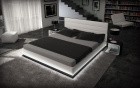 Kunstleder Bett Moonlight komplett in weiß-schwarz (Die Rückwand und das untere Podest sind bei dieser Ausführung in Schwarz)
