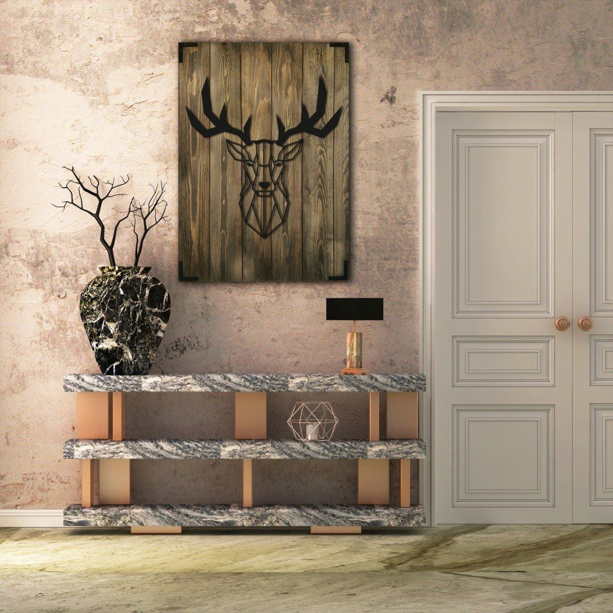 Bild – Wandbild die Holz Holz für modernes Wand 3 Hirsch