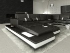 Couch U Form Messana Echtleder schwarz-weiss