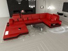 Sofa Wohnlandschaft Messana in den Farben rot-schwarz