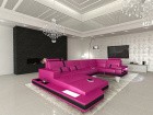 Designer Couch Wohnlandschaft Messana in pink-schwarz