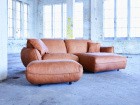 Couch Chill Sofa Cosy L Form in Echtleder braun