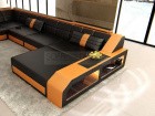 XXL Couch Matera in schwarz-orange