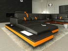 Luxus Wohnlandschaft Messana in U-Form in den Farben schwarz-orange