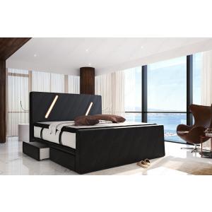 Leder Boxspringbett Toulon mit LED Beleuchtung und 2 USB Anschlüssen im Kopfteil