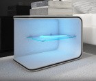 Designer Nachttisch Glow mit Sicherheitsglas und LED Beleuchtung in weiss-schwarz