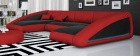 Designersofa Nassau U Form in schwarz-rot