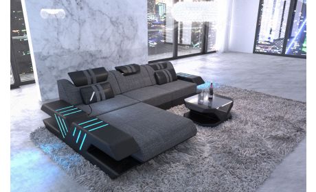 Stoff Sofa Venedig L-Form mit LED