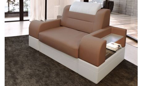 Sessel Polster Parma in taupe - Mineva21 - Die LED Beleuchtung, USB Anschluss und Relaxfunktion sind optional erhältlich.