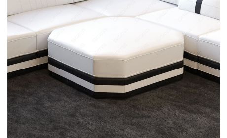 Leder Hocker Ragusa in weiss-schwarz