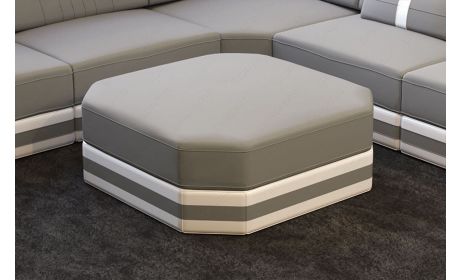 Design Polsterhocker Ragusa in Mikrofaserstoff Mineva12 - hellgrau