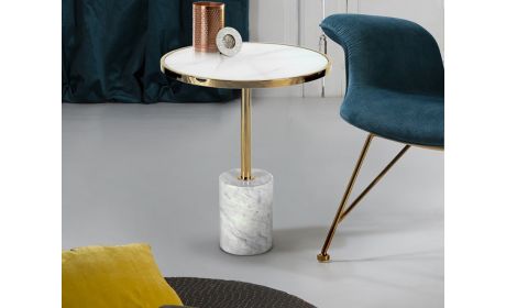 Beistelltisch Dekala – Weiß & Gold