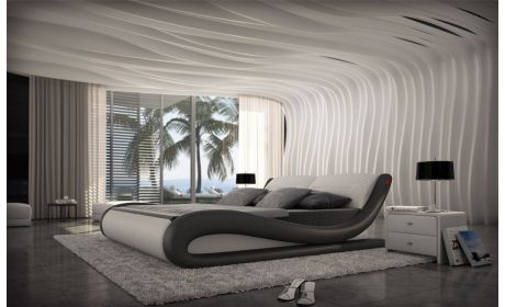 Bettgestell Aprilia in Weiß-Schwarz