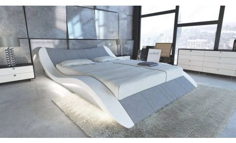 Luxus Wasserbett Frankfurt mit Microfaserstoff in hellgrau Mineva12 - Nebenfarbe weiss