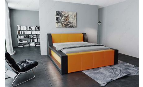 Modernes Design Boxspringbett Fermo in orange-schwarz
