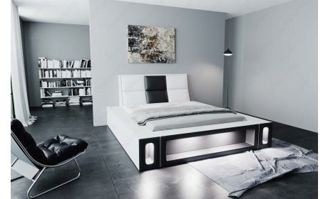 Design Wasserbett Venosa LED Kunstleder in weiß-schwarz