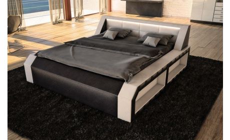 Designerbett Matera Weiß/Schwarz 180x200 cm