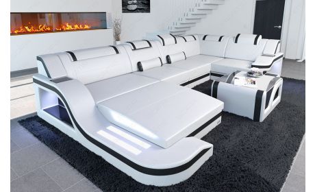 Design Wohnlandschaft Palermo U-Form mit LED