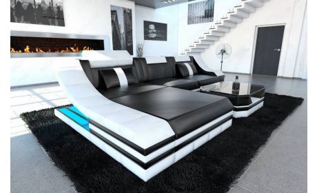 Ledersofa Turino L-Form mit LED