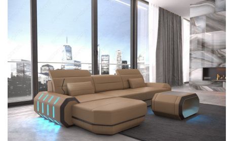 Designersofa Roma L-Form mit LED – Modern