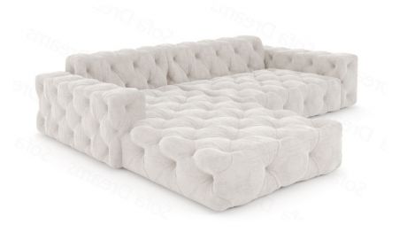 Polster Ecksofa Menorca L Form Kurz Samt Beige - Outlet