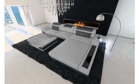 Mini Designer Ledersofa Parma L-Form