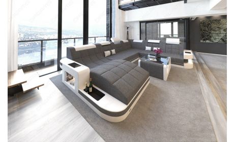 Stoff Wohnlandschaft Wave XL Materialmix