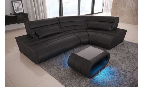 Luxus Leder Eckcouch Concept Mini L Form in schwarz
