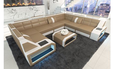 Wohnlandschaft Pesaro U Form Mini aus Leder