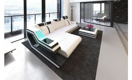Designersofa Leder Ravenna L-Form mit LED