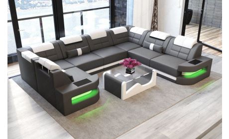 Mini Leder Couch Como U Form mit Beleuchtung