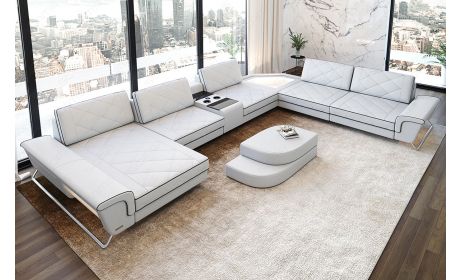 XXL Wohnlandschaft Ferrara – Leder Luxus