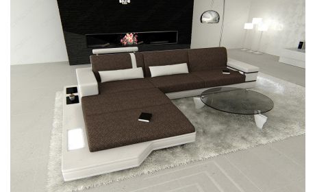 Polstersofa Messana L Form in braun - Hugo8 Strukturstoff
